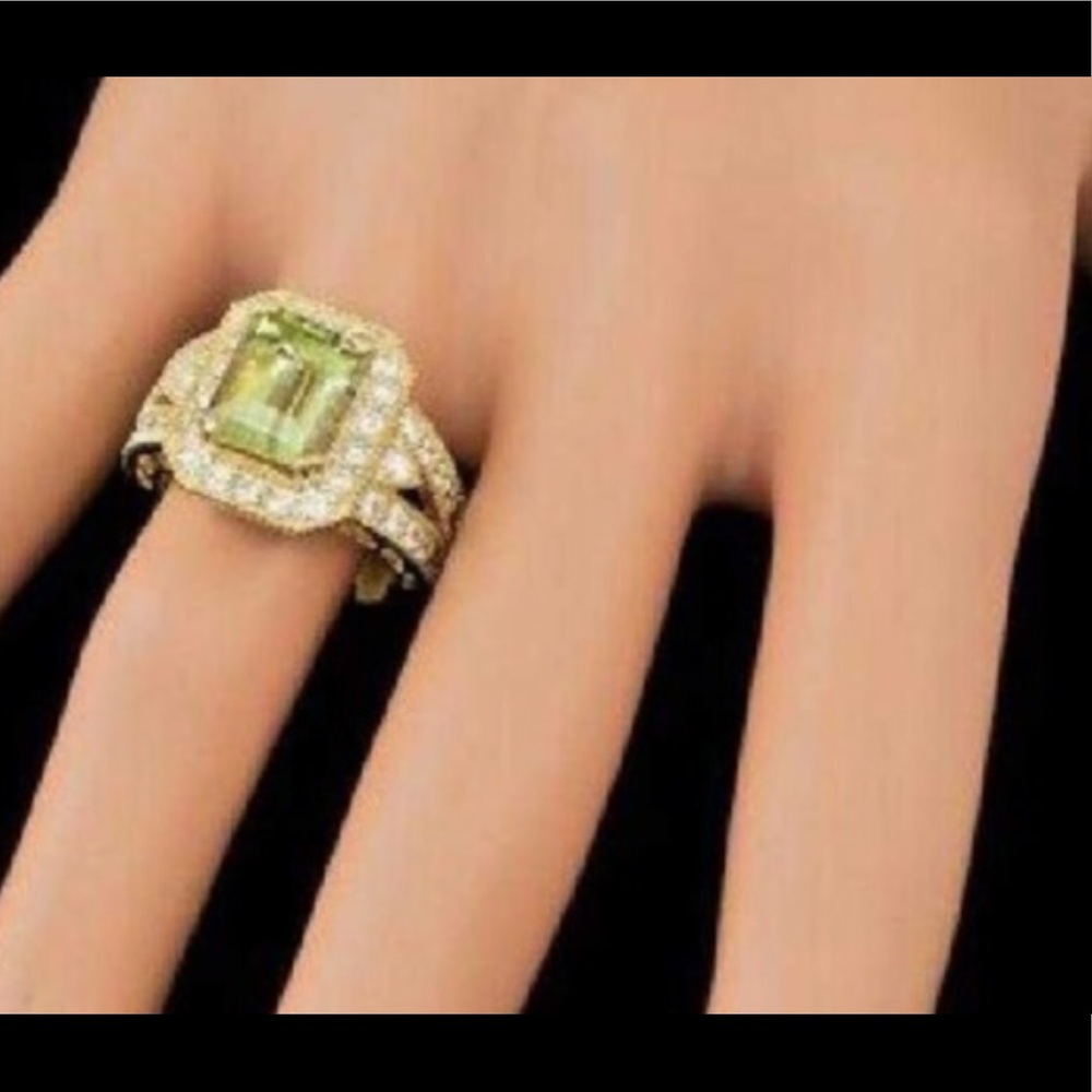 RADIANT ❤️‍🩹❤️❤️‍🩹14k Yellow Gold 4.00ct Beryl 1.30ct Diamond Ring - Picture 4 of 9